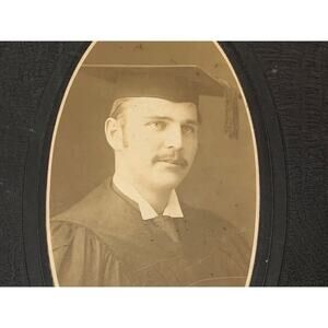 Antique Photograph Cabinet Card Hamilton Man In University Graduation Cap & Gown
